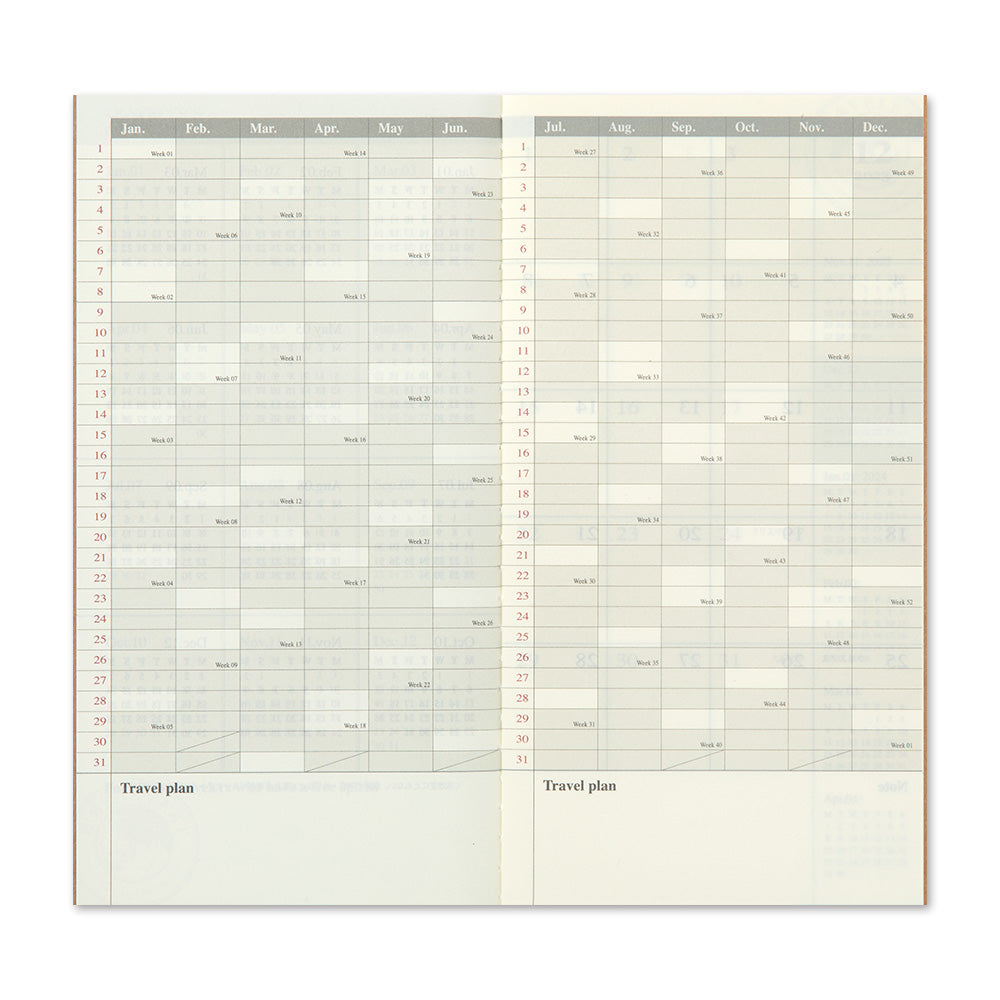 Travelers Notebook - 2025 Kalender, Monthly regular size