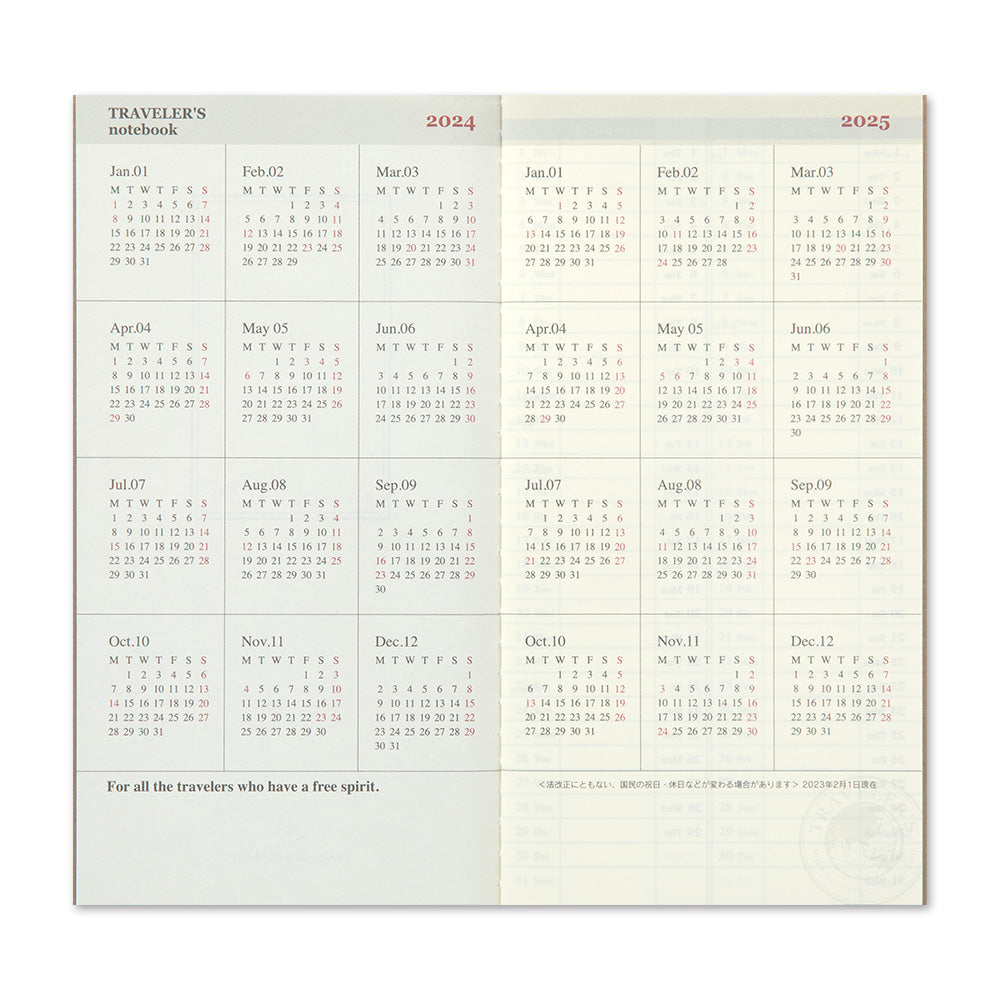 Travelers Notebook - 2025 Kalender, Weekly + Memo regular size