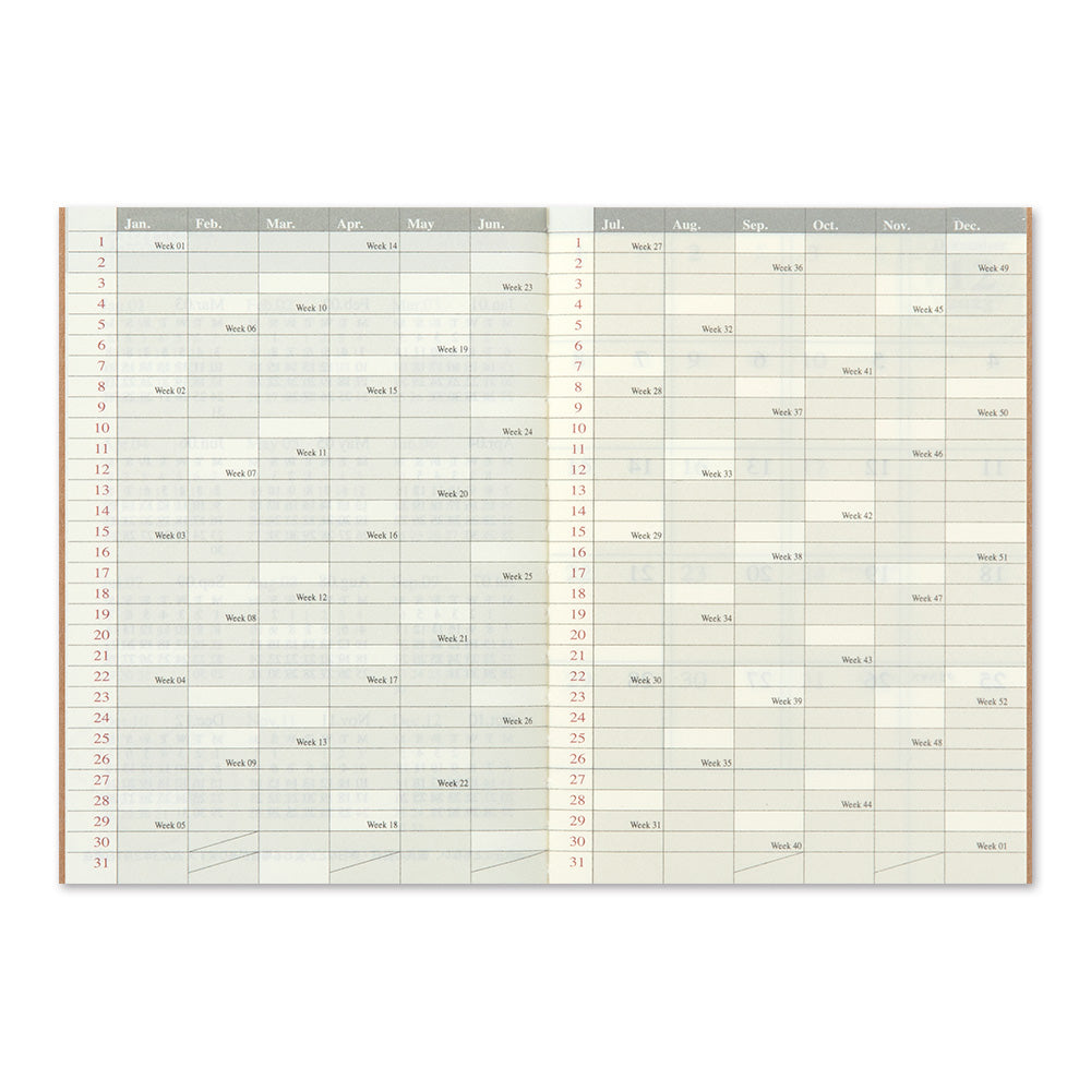 Travelers Notebook - 2025 Kalender, Monthly passport size